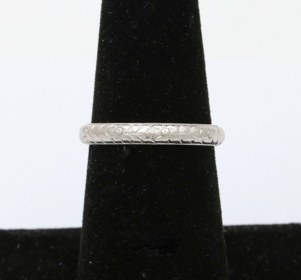Art Deco W. Wise & Son Flower Blossom 18K White Yellow Gold Wedding Band Ring