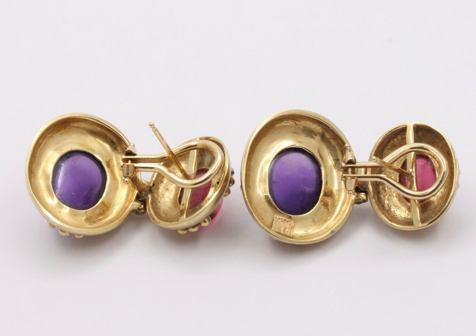 Vintage 14K Yellow Gold Hanging Tourmaline Earrings