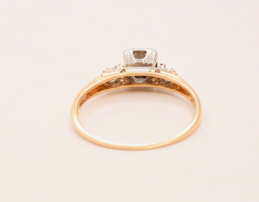 Art Deco Diamonds 14K Yellow White Gold Engagement Band