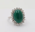Vintage Statement Cocktail Diamonds Green Stone Ring