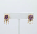 Victorian Revival Amethyst Pearls 14K Yellow Gold Earrings