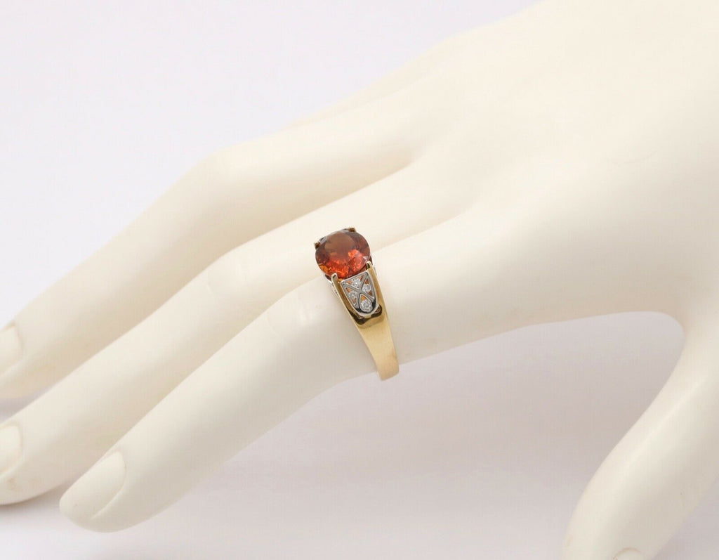 Classic 14K Yellow Gold Madeira Citrine Diamond Ring Engagement Ring