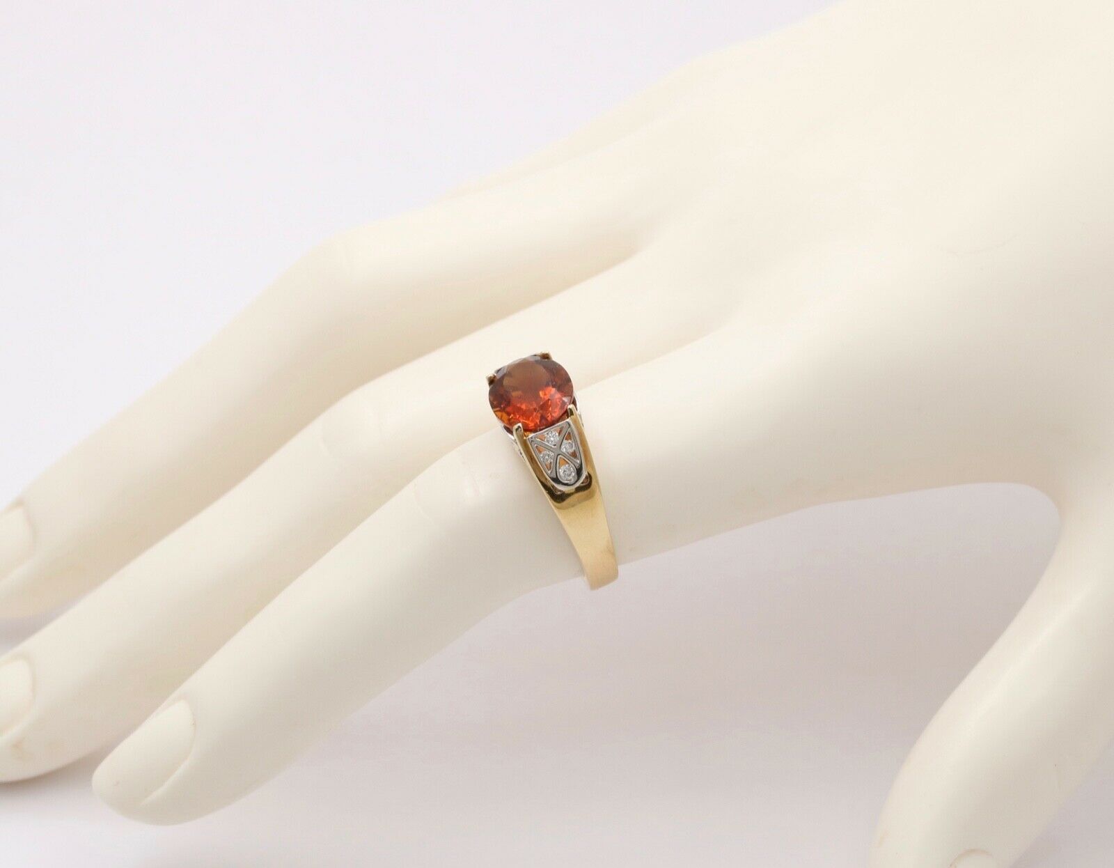 Classic 14K Yellow Gold Madeira Citrine Diamond Ring Engagement Ring