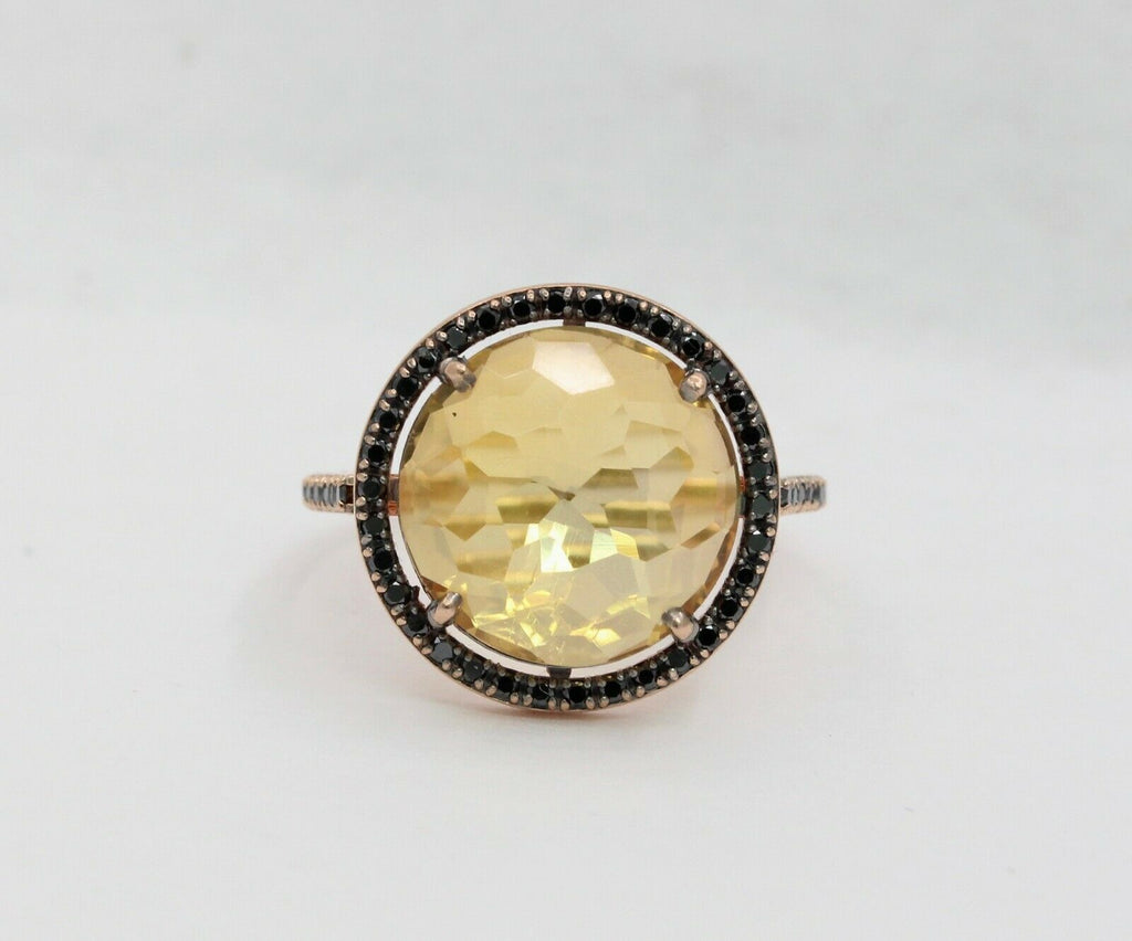Vintage 14K Rose Gold Rose Citrine Sapphire Ring