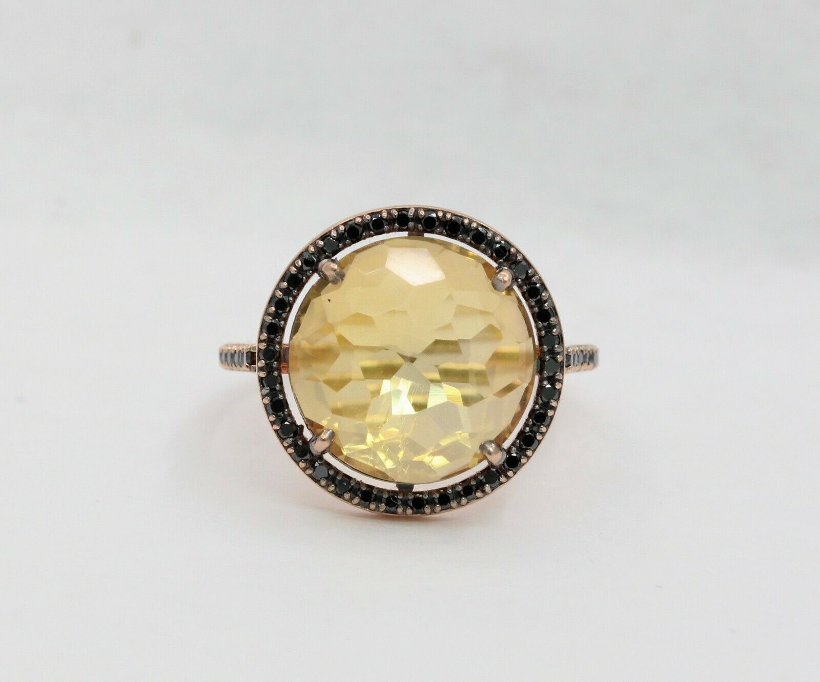 Vintage 14K Rose Gold Rose Citrine Sapphire Ring