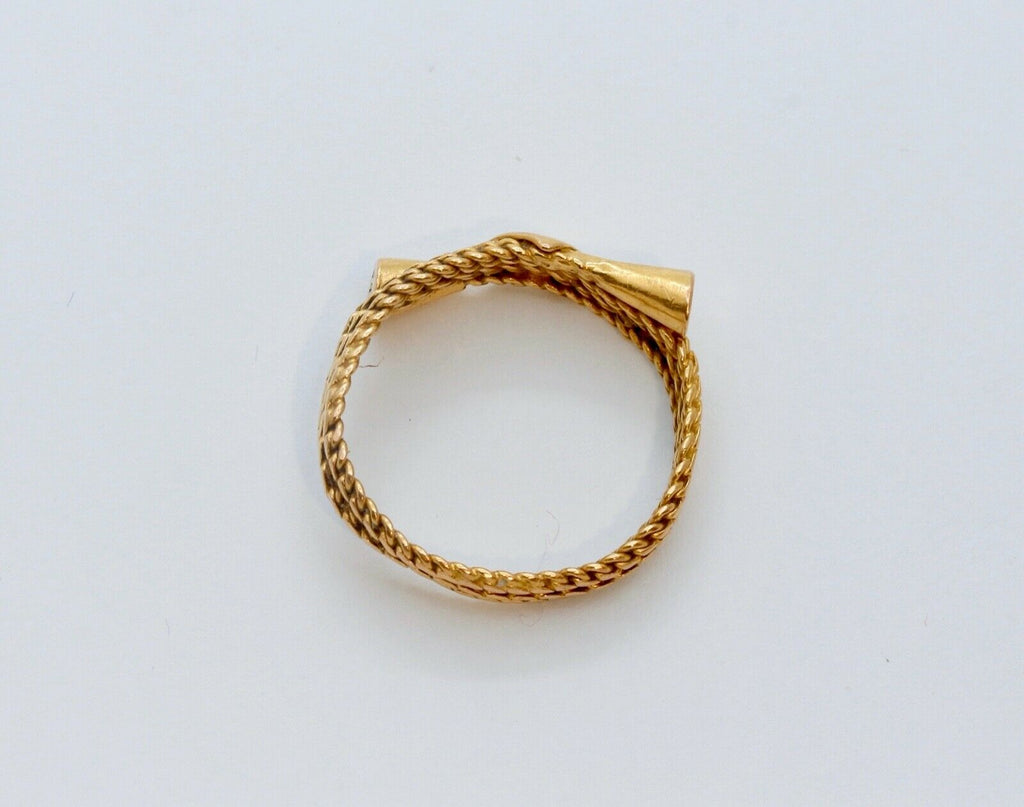 Vintage Ladies 18K Yellow Gold Rope Heart Ring