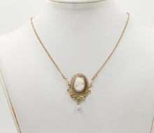 Load image into Gallery viewer, Art Nouveau Cameo Pearl 14K 10K Pendant and Chain
