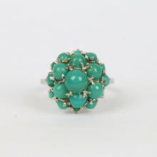 Load image into Gallery viewer, Vintage Turquoise 14k White Gold Cocktail Ring
