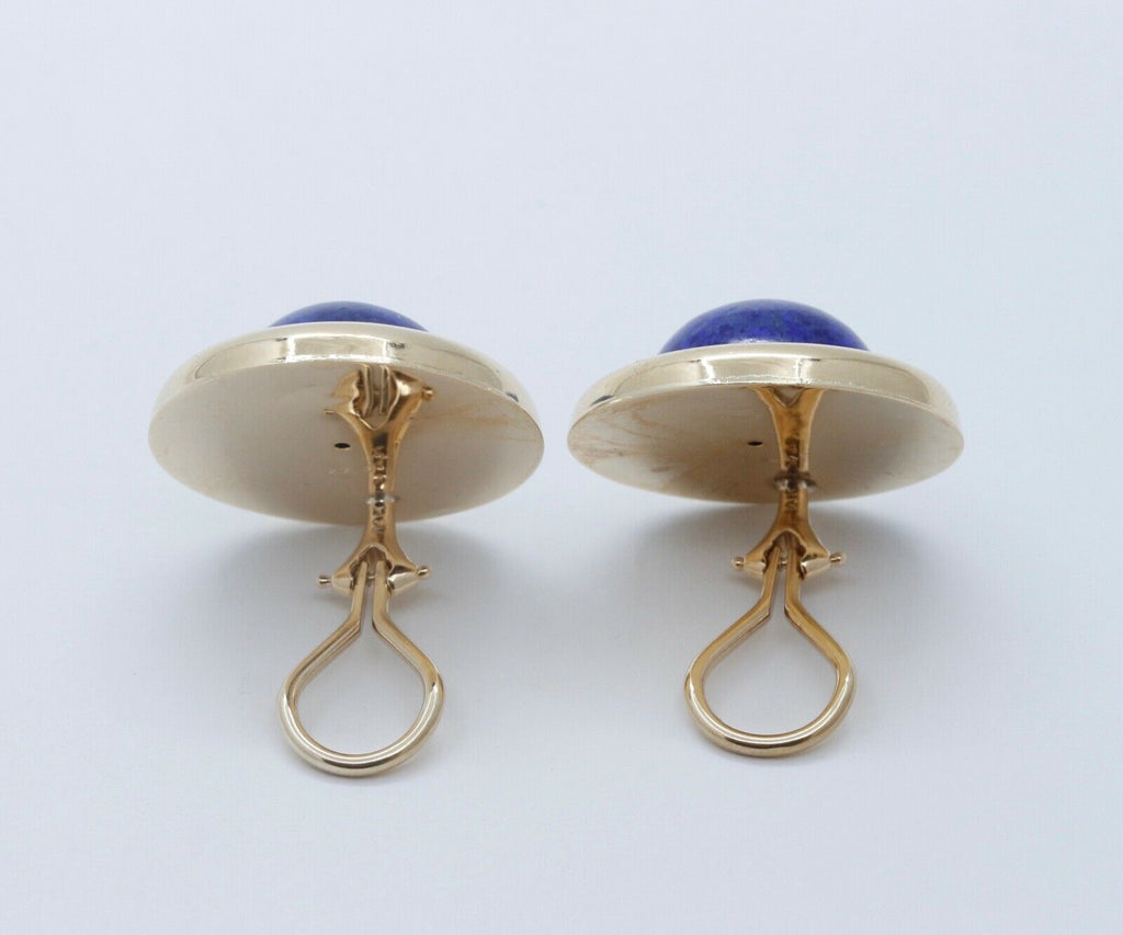Vintage Lapis Lazuli 14K Yellow Gold French Clip Earrings
