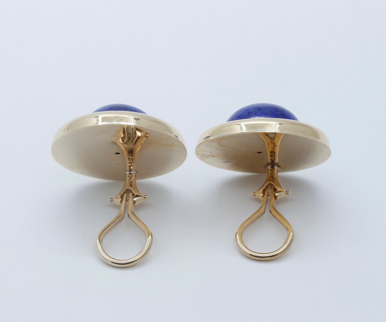 Vintage Lapis Lazuli 14K Yellow Gold French Clip Earrings