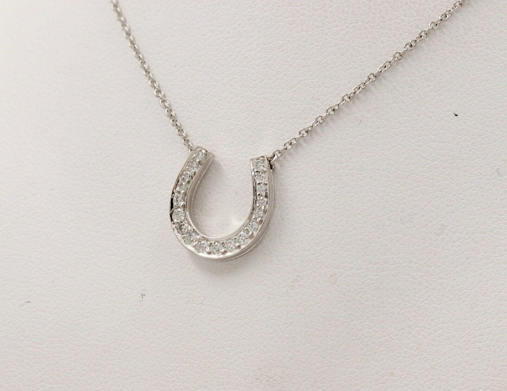 Classic Tiffany & Co HorseShoes Diamond Platinum Pendant, Necklace.