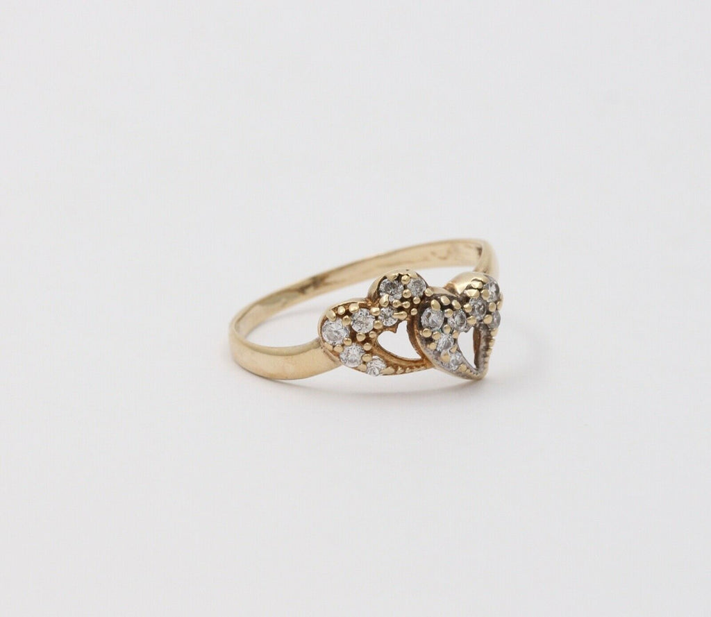 Vintage Witches Hearts Diamonds 10K Yellow Gold Ring