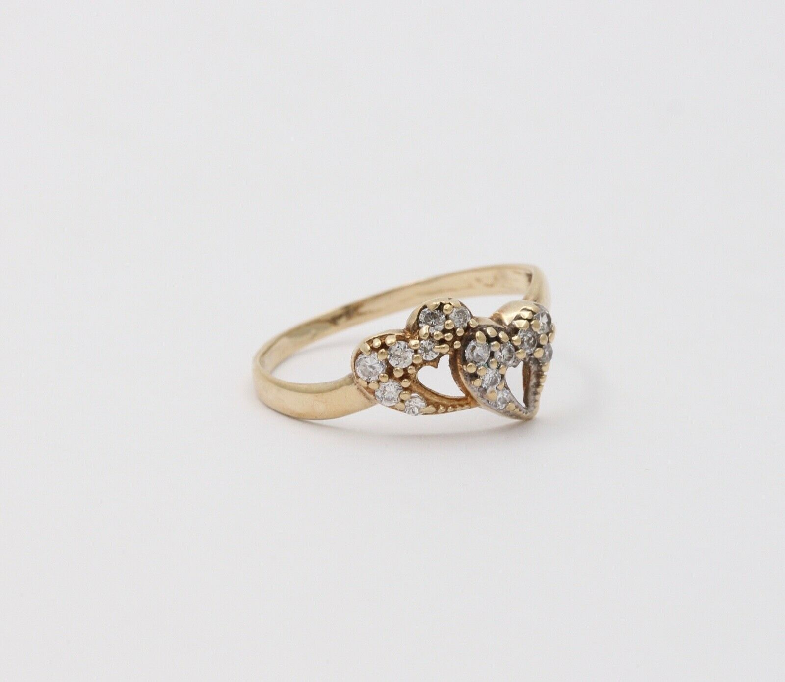 Vintage Witches Hearts Diamonds 10K Yellow Gold Ring
