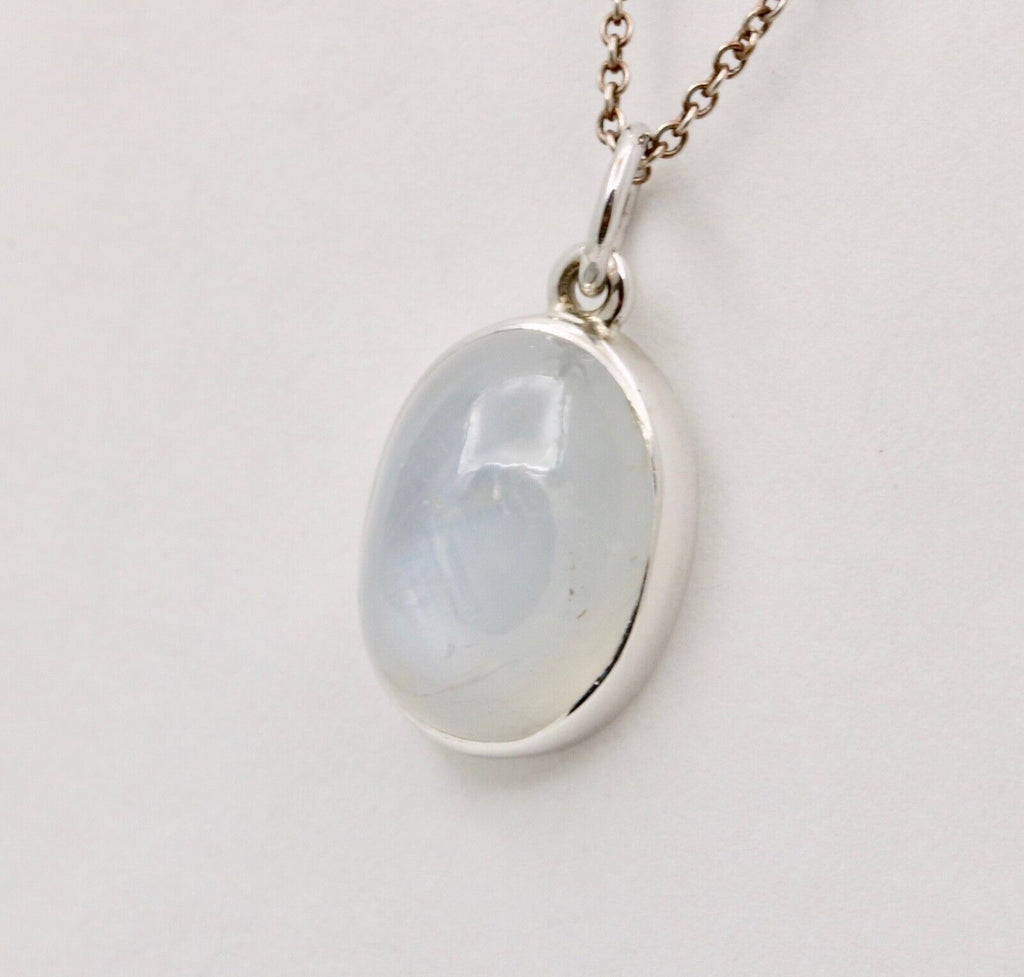 Vintage Cabochon Star Sapphire 14K White Gold Charm Pendant.