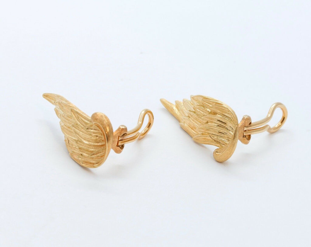 Vintage Buccellati Wing Earrings 18K Yellow Gold