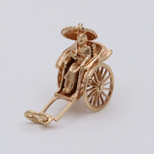 Load image into Gallery viewer, Vintage 14K Yellow Gold Chinese Rickshaw Charm Pendant
