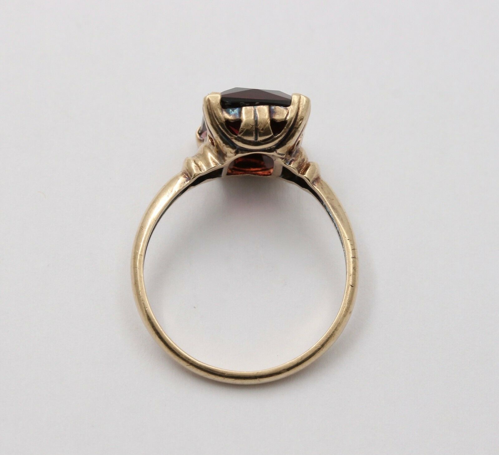 Vintage 10K Yellow Gold Rubellite Tourmaline Ring, Cocktail Ring.