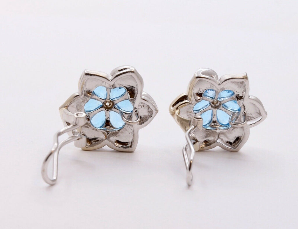 Lovely Vintage Summer 14K White Gold Topaz Diamonds Earrings