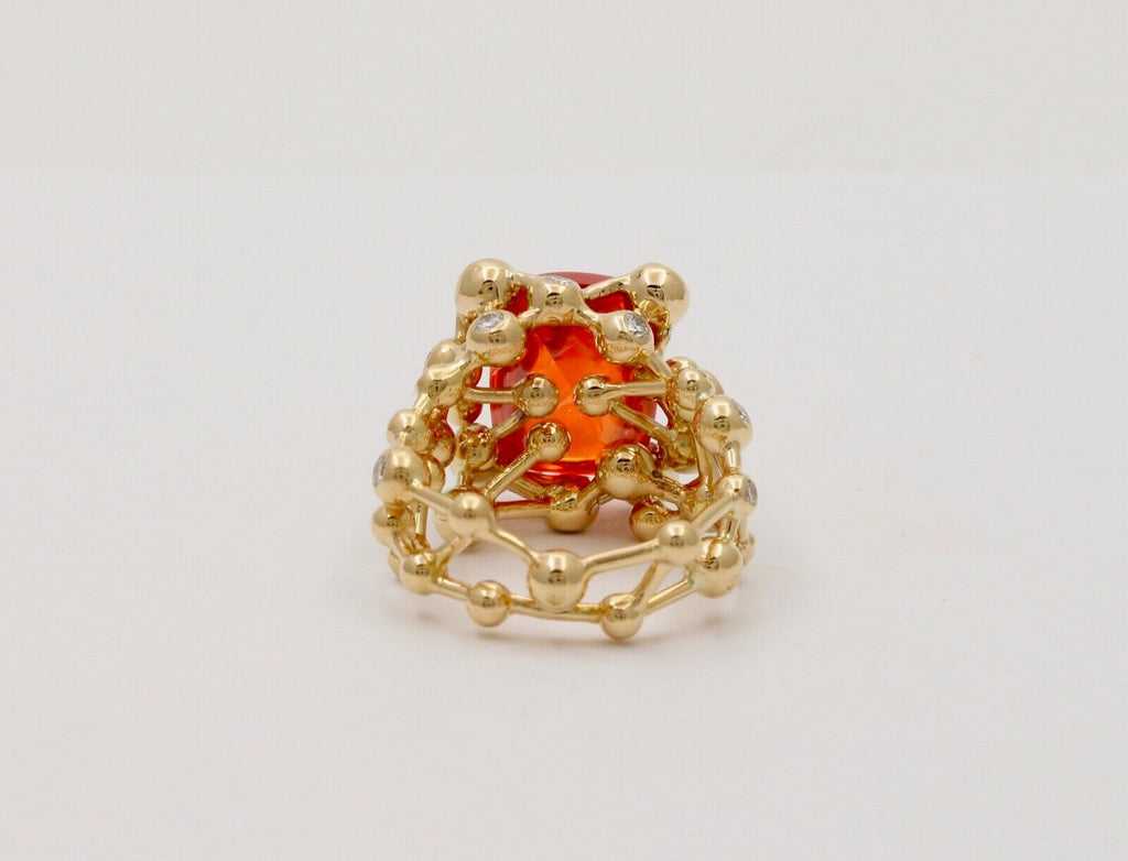 Vintage French Constellation Structure Fire Opal Diamond Ring, Statement Ring.