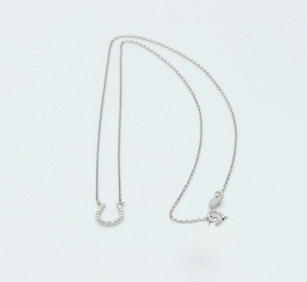 Lucky Horseshoe 18K White Gold Diamonds Necklace Pendant