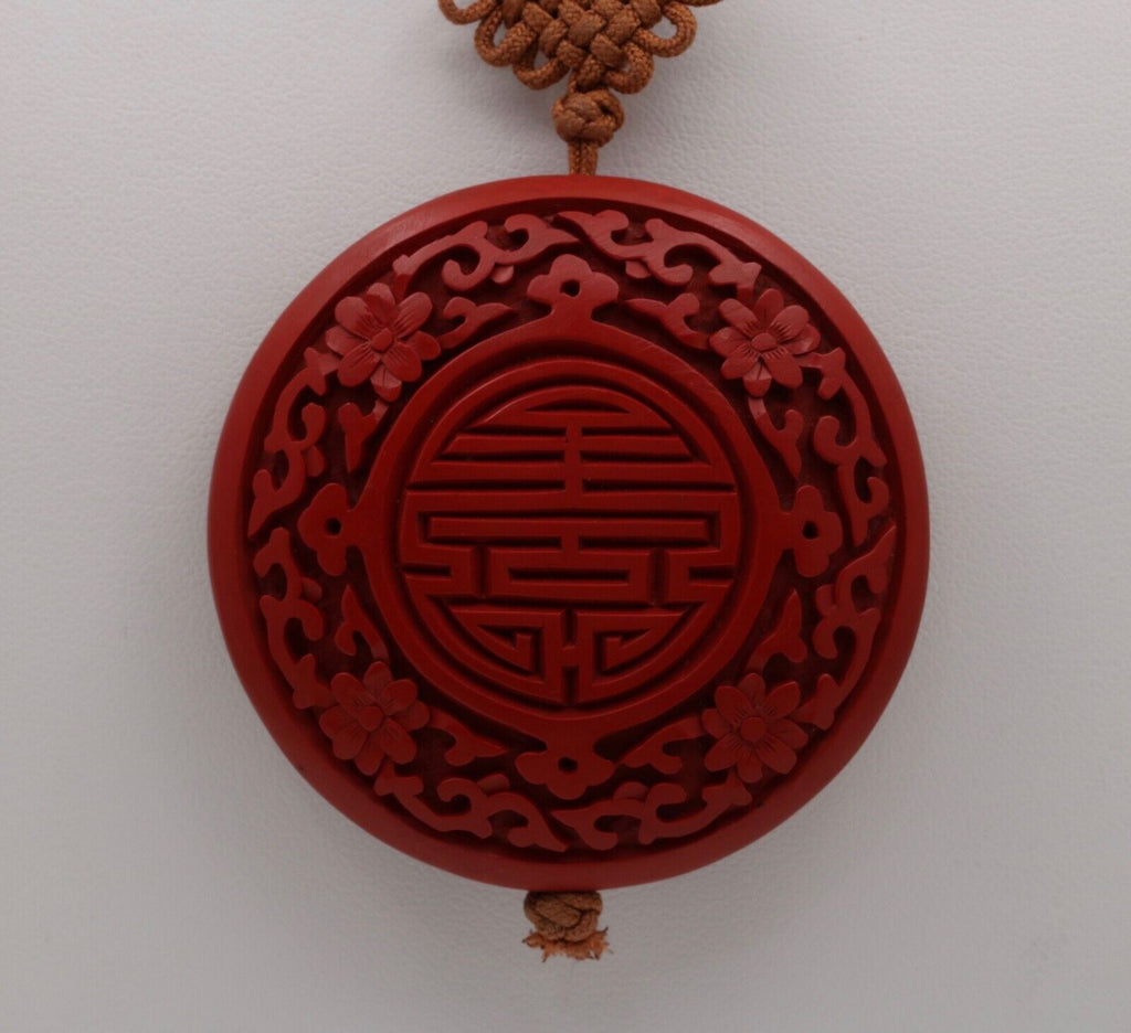 Vintage Red Cinnabar Chanterelle Necklace Pendant