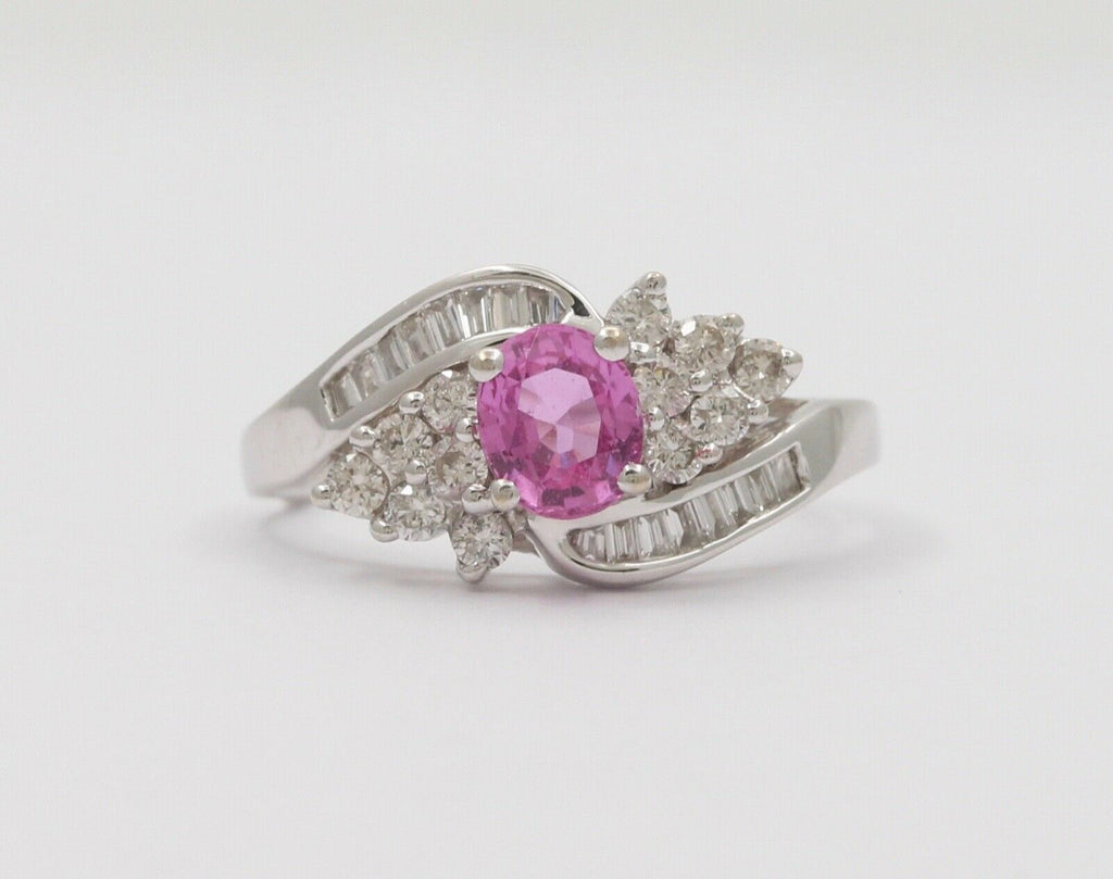 Vintage Pink Sapphire Diamonds Cocktail Ring