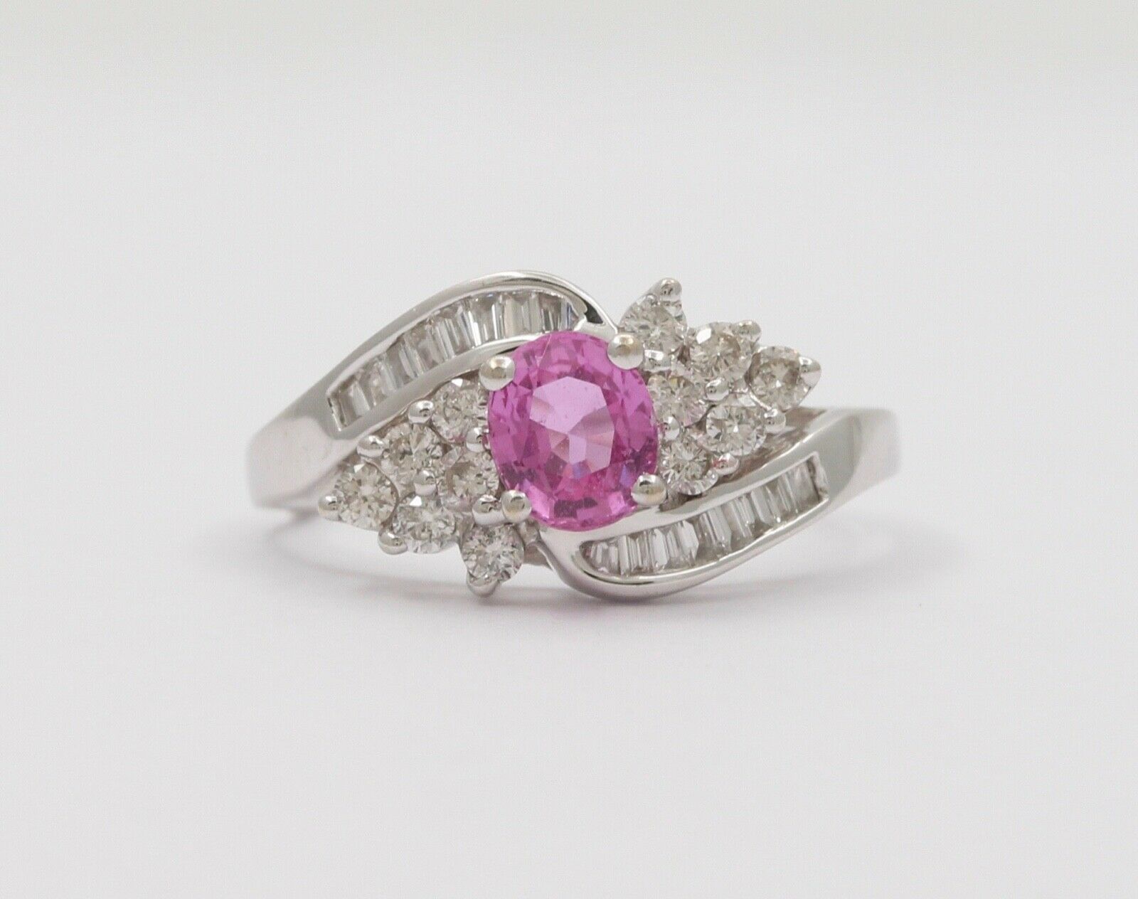Vintage Pink Sapphire Diamonds Cocktail Ring