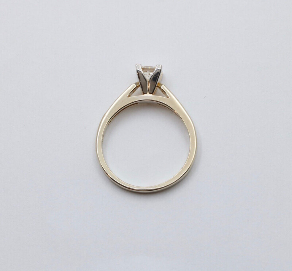Vintage 18K Gold Princess Cut Diamond 18K WG Platinum Engagement Ring Band
