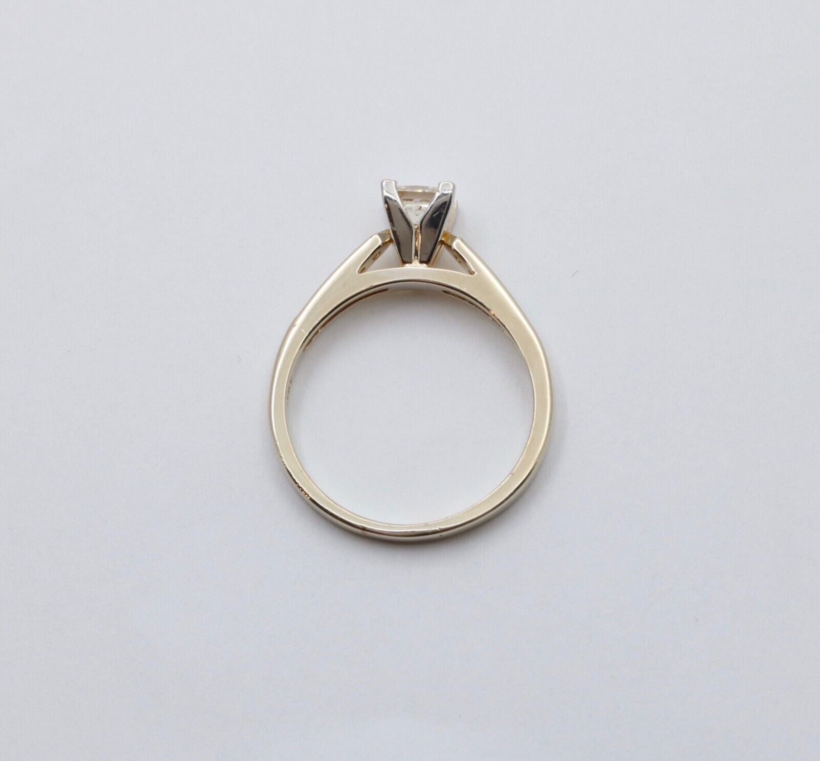 Vintage 18K Gold Princess Cut Diamond 18K WG Platinum Engagement Ring Band