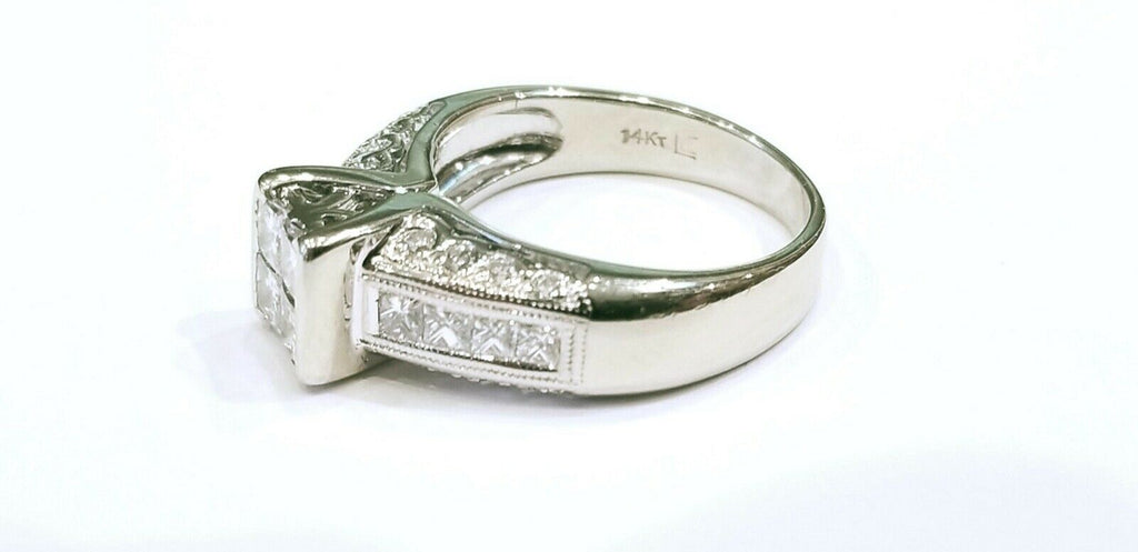 Vintage Ladies Diamonds 14K White Gold Engagement Ring