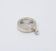 Load image into Gallery viewer, Vintage 14K White Gold Floating Movable Diamond Circle Pendant
