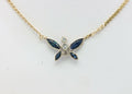 Vintage 14K Yellow Gold Diamond Sapphire Butterfly Pendant