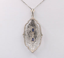 Load image into Gallery viewer, Art Deco 14K White Gold Filigree Pendant, Necklace
