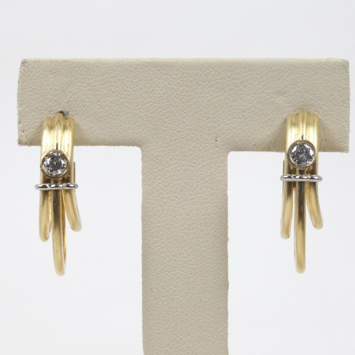 Vintage Denior 18K Yellow Gold, Diamond Earrings