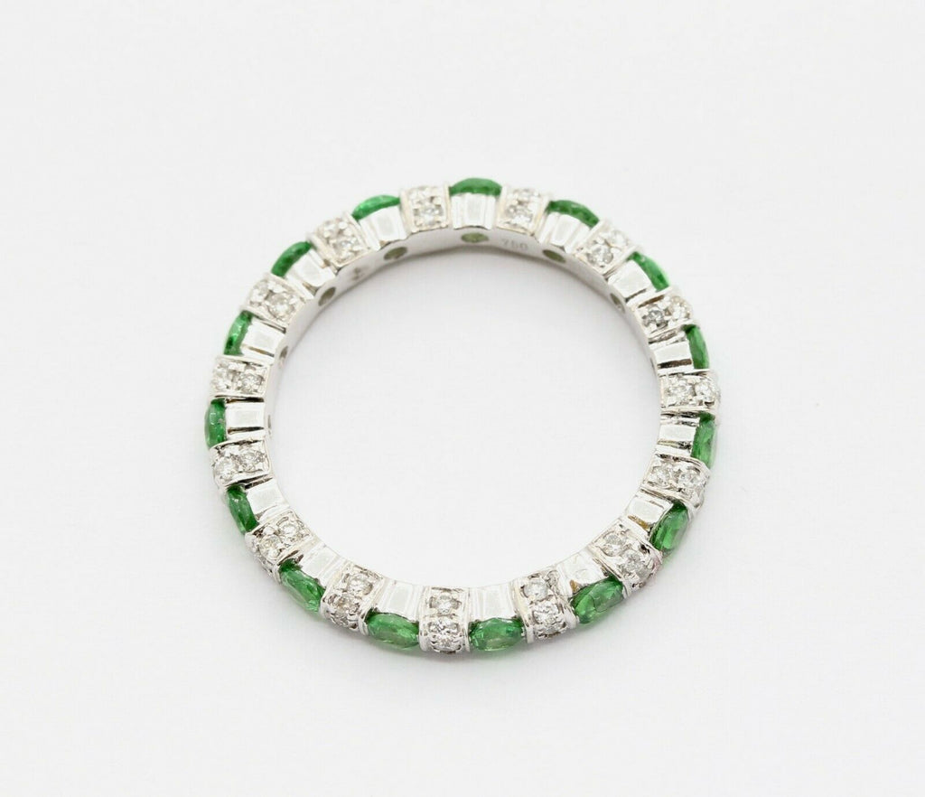 Green Garnet Diamond Eternity Stackable Band
