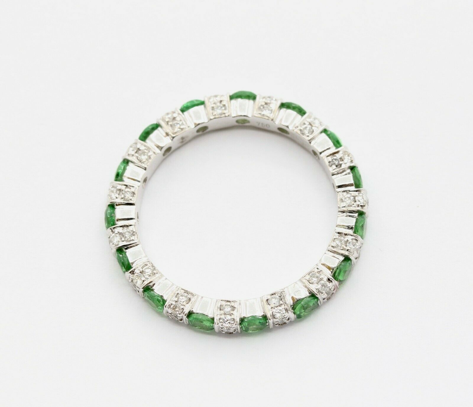 Green Garnet Diamond Eternity Stackable Band