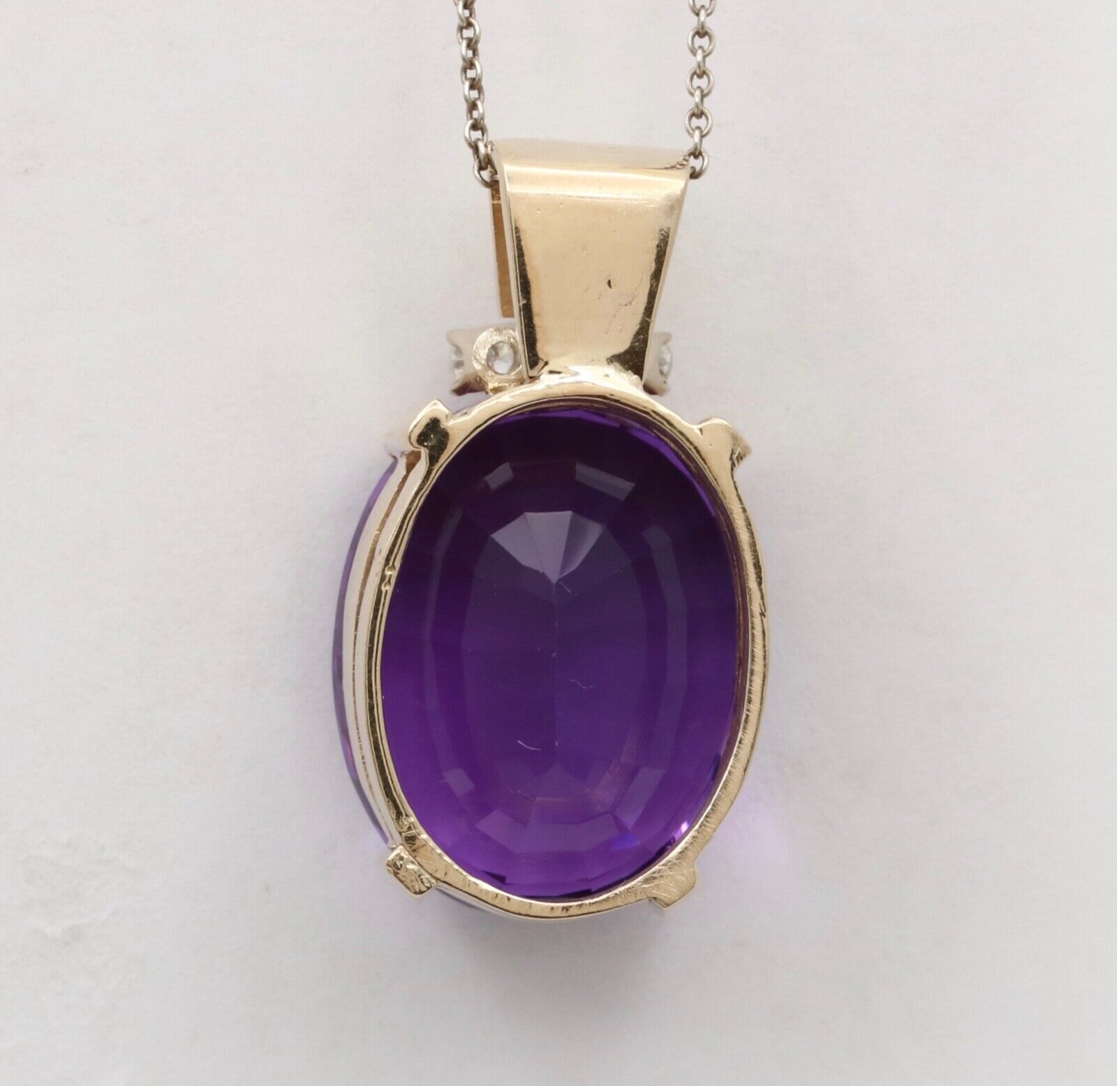 Vintage 14k Gold Amethyst Diamond Pendant.