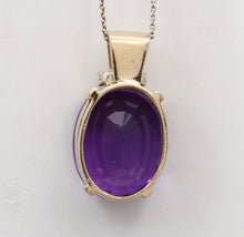 Load image into Gallery viewer, Vintage 14k Gold Amethyst Diamond Pendant.
