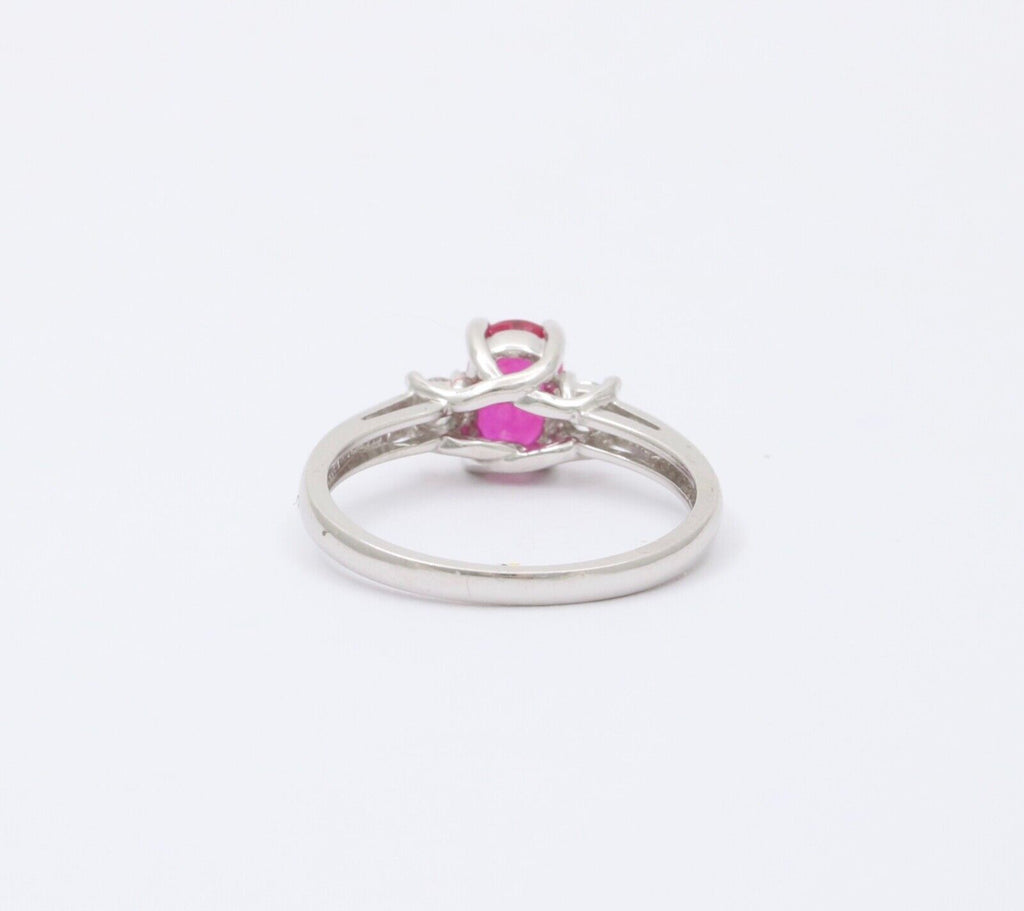 Vintage Ruby Diamonds 10K White Gold Ring