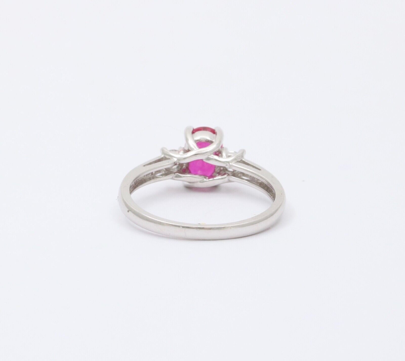 Vintage Ruby Diamonds 10K White Gold Ring
