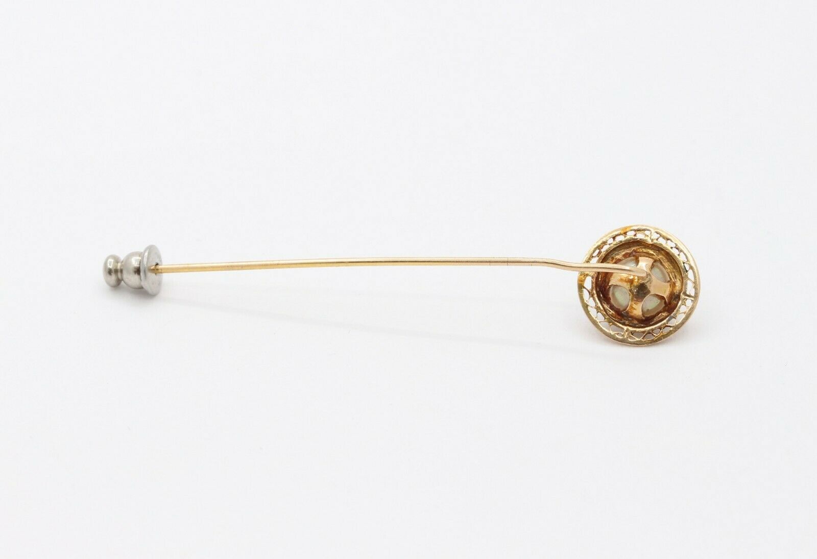 Vintage 10K Yellow Gold Marathon Pearl Enamel Pin