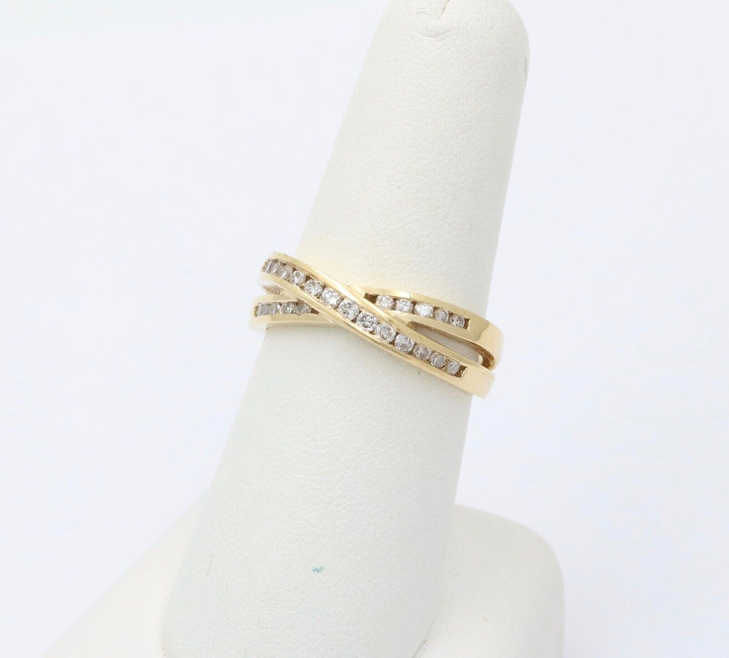 Vintage Crossover Diamonds 14K Yellow Gold Ring