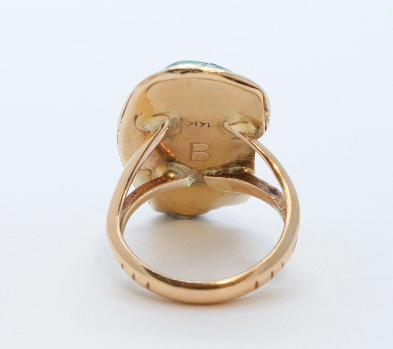 Navajo Green Matrix Turquoise 14K Yellow Gold Ring