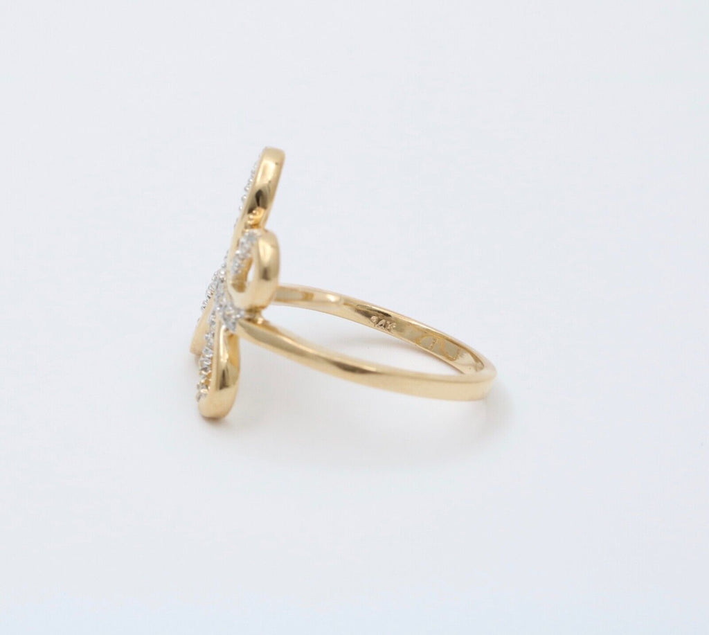 Vintage 14K Gold Diamond Butterfly Ring, Ring