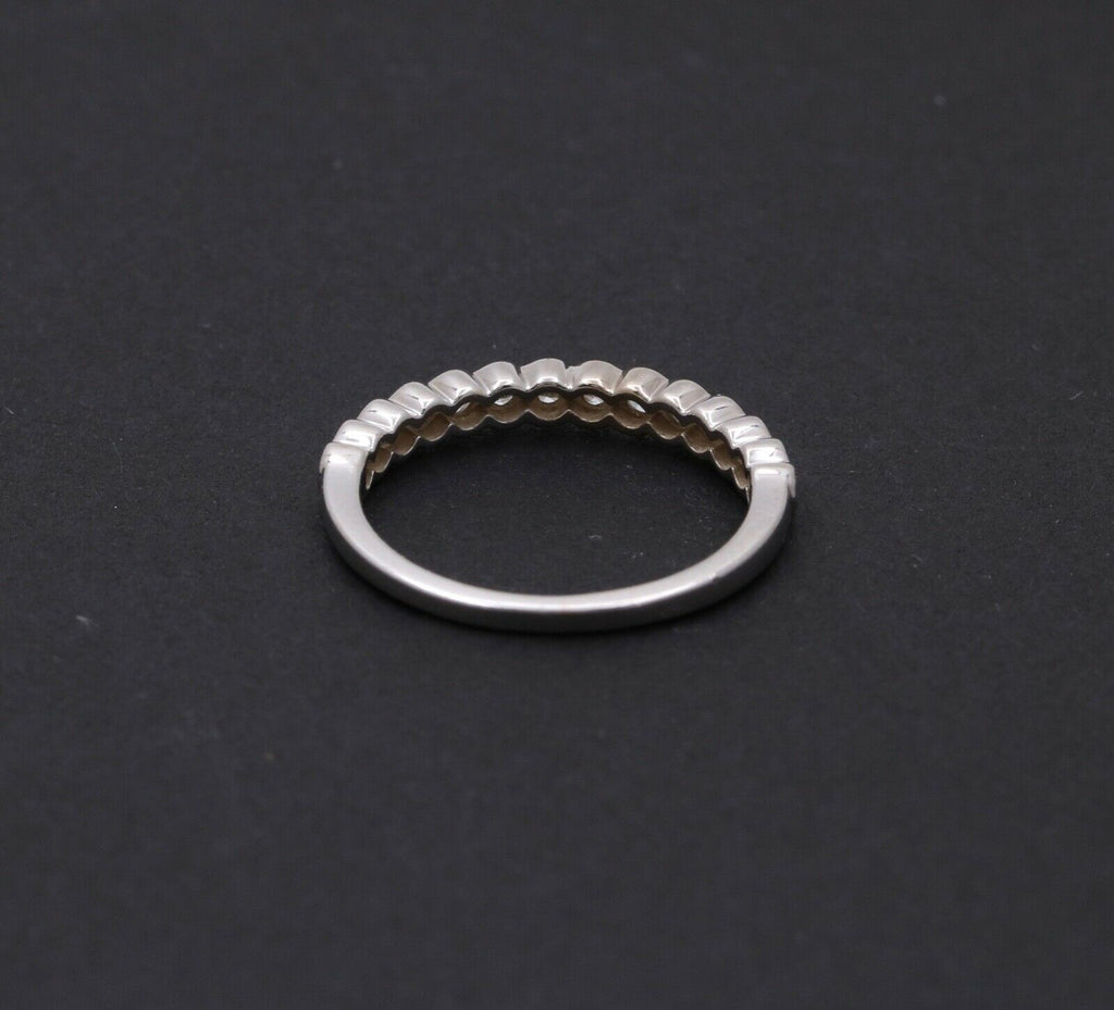 Vintage Diamonds 14K White Gold Wedding Band Stacking Ring