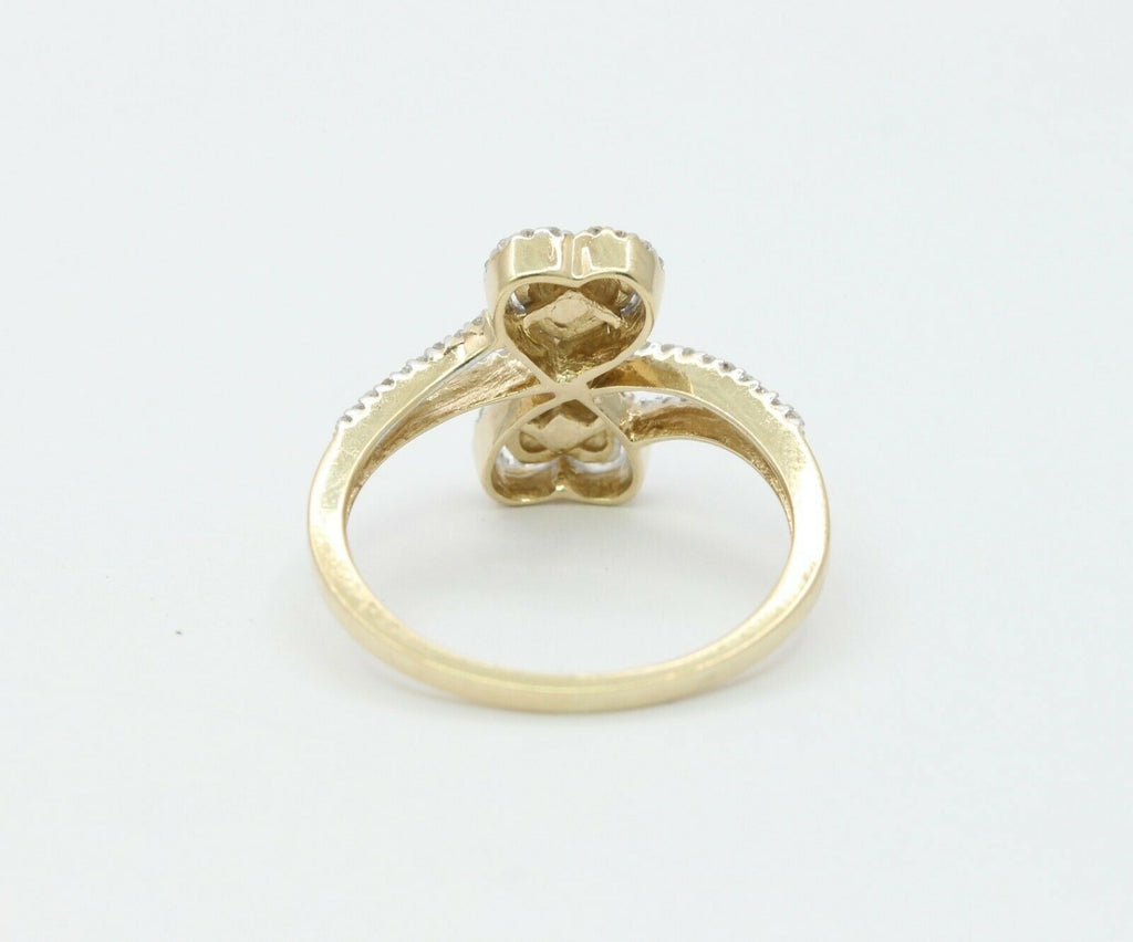 Vintage 10K Double Heart Diamond Ring