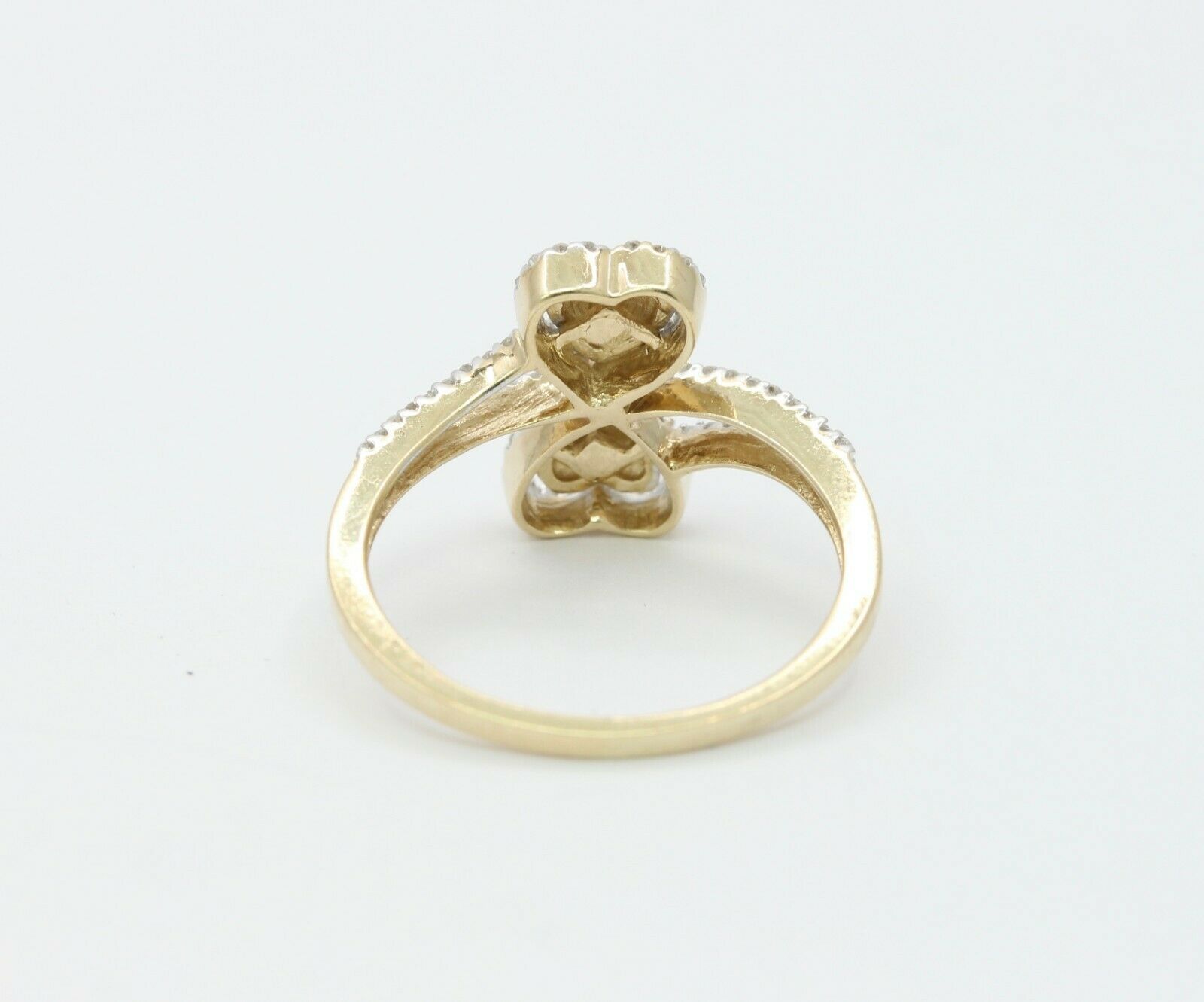 Vintage 10K Double Heart Diamond Ring
