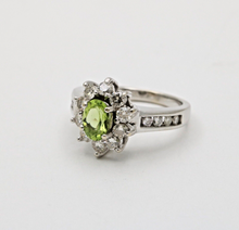 Load image into Gallery viewer, Vintage Peridot Diamonds14K White Gold Cocktail Ring
