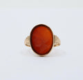 Art Deco Intaglio Carved Carnelian 14K Yellow Gold Signet Ring