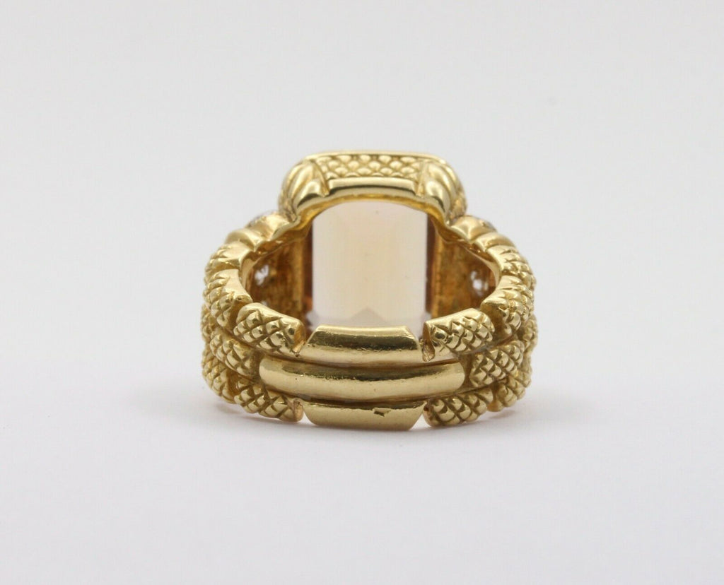 Vintage 18K Yellow Gold Judith Ripka Citrine Diamond Ring